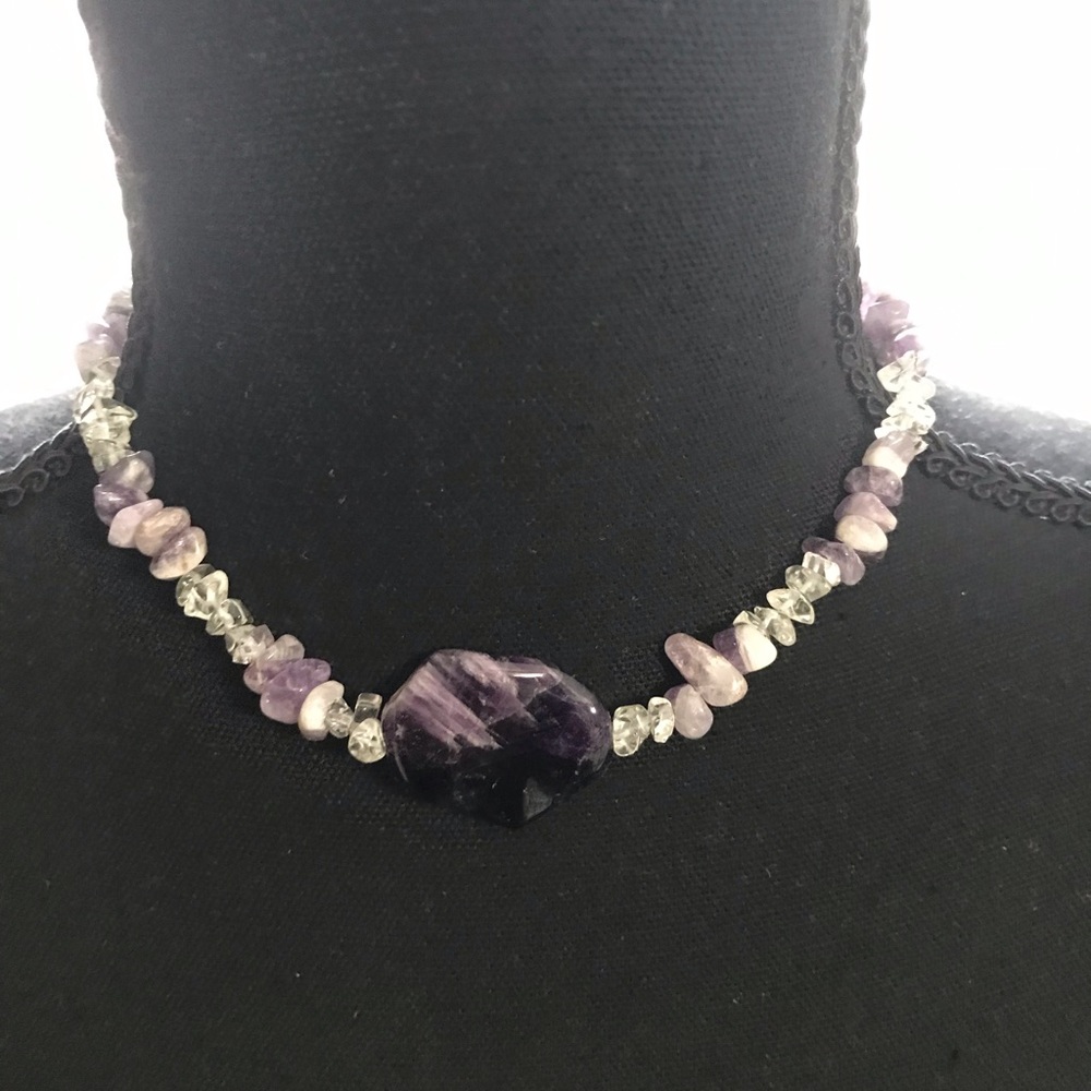 Beautiful genuine chevron amethyst stone necklace